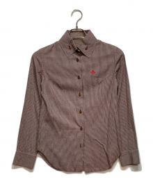 Vivienne Westwood RED LABEL（ヴィヴィアンウエストウッドレッドレーベル）の古着「オーブ刺繍チェックシャツ」｜ブラウン