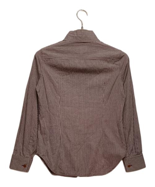 Vivienne Westwood RED LABEL（ヴィヴィアンウエストウッドレッドレーベル）Vivienne Westwood RED LABEL (ヴィヴィアンウエストウッドレッドレーベル) オーブ刺繍チェックシャツ ブラウン サイズ:２の古着・服飾アイテム