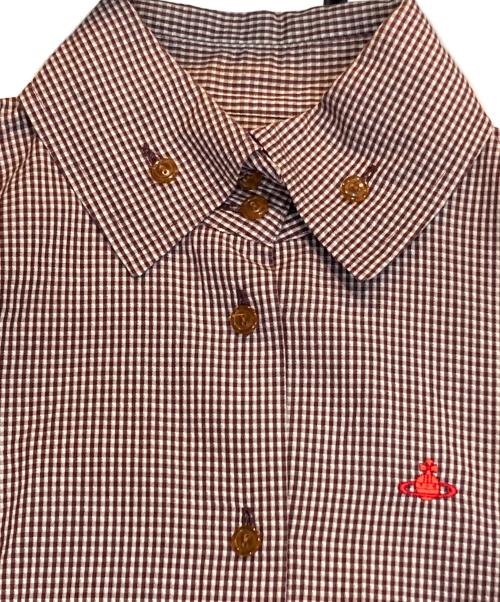 Vivienne Westwood RED LABEL（ヴィヴィアンウエストウッドレッドレーベル）Vivienne Westwood RED LABEL (ヴィヴィアンウエストウッドレッドレーベル) オーブ刺繍チェックシャツ ブラウン サイズ:２の古着・服飾アイテム