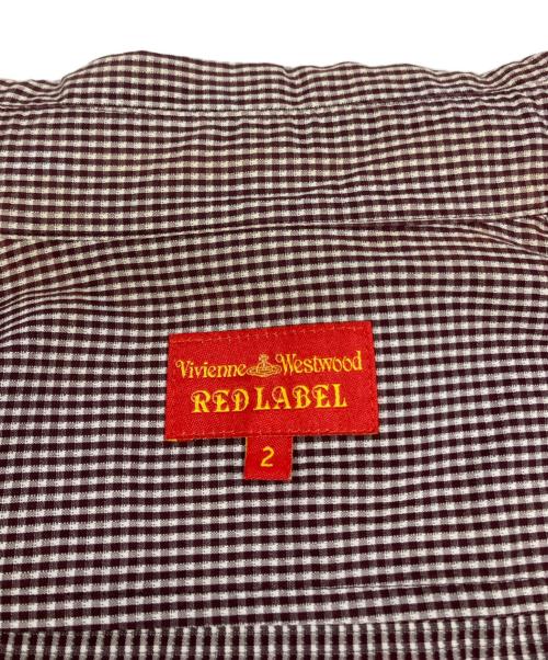 Vivienne Westwood RED LABEL（ヴィヴィアンウエストウッドレッドレーベル）Vivienne Westwood RED LABEL (ヴィヴィアンウエストウッドレッドレーベル) オーブ刺繍チェックシャツ ブラウン サイズ:２の古着・服飾アイテム