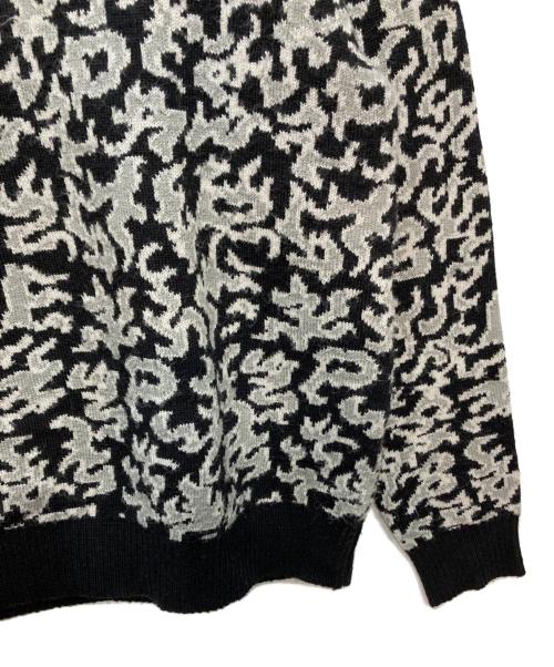 BlackEyePatch（ブラックアイパッチ）BlackEyePatch (ブラックアイパッチ) OG LABEL FLAMES KNIT ブラック サイズ:Mの古着・服飾アイテム