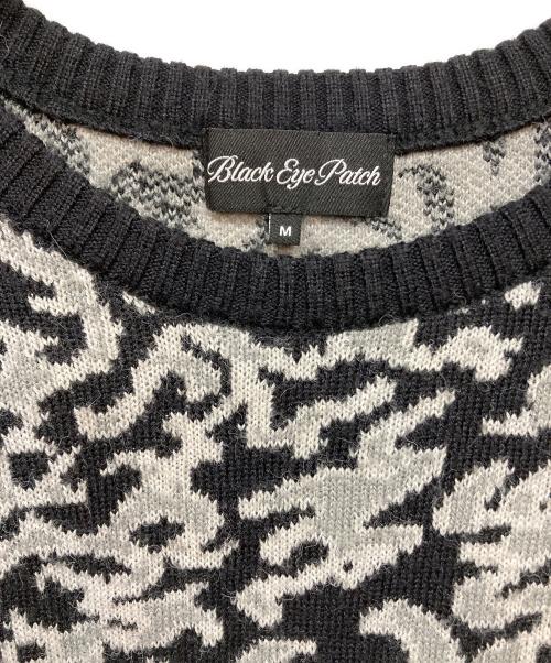 BlackEyePatch（ブラックアイパッチ）BlackEyePatch (ブラックアイパッチ) OG LABEL FLAMES KNIT ブラック サイズ:Mの古着・服飾アイテム