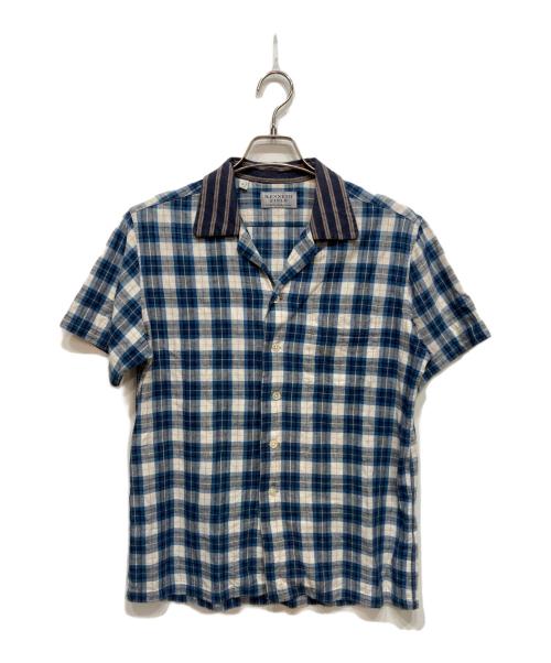 kenneth field（ケネスフィールド）kenneth field (ケネスフィールド) コットンリネンオープンカラーシャツ ブルー サイズ:Mの古着・服飾アイテム