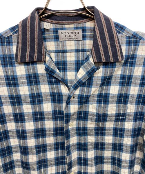 kenneth field（ケネスフィールド）kenneth field (ケネスフィールド) コットンリネンオープンカラーシャツ ブルー サイズ:Mの古着・服飾アイテム