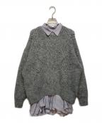 ）の古着「ケーブルニット×ペプラムシャツミニワンピース」｜パープル