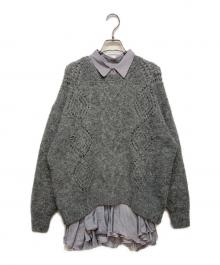 COCODEAL（ココディール）の古着「ケーブルニット×ペプラムシャツミニワンピース」｜パープル