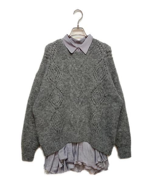 COCODEAL（ココディール）COCODEAL (ココディール) ケーブルニット×ペプラムシャツミニワンピース パープル サイズ:1の古着・服飾アイテム