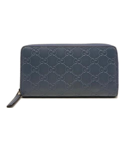 GUCCI（グッチ）GUCCI (グッチ) ラウンドファスナー財布 ブルーの古着・服飾アイテム