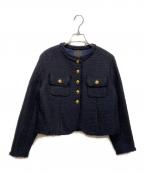 TOMORROW LAND collectionトゥモローランドコレクション）の古着「ブークレーファンシー クルーネックジャケット」｜ネイビー