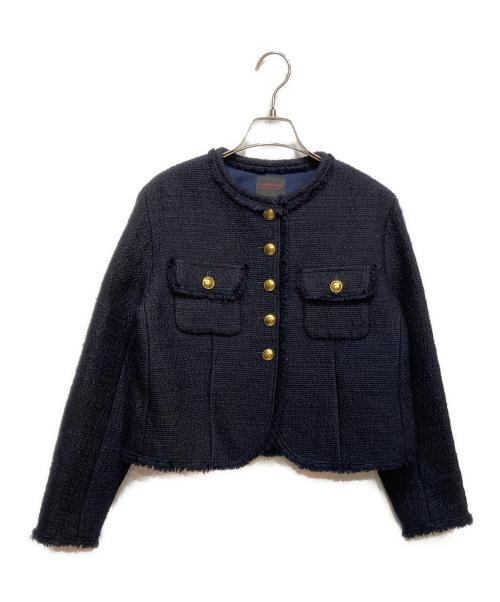 TOMORROW LAND collection（トゥモローランドコレクション）TOMORROW LAND collection (トゥモローランドコレクション) ブークレーファンシー クルーネックジャケット ネイビー サイズ:36の古着・服飾アイテム