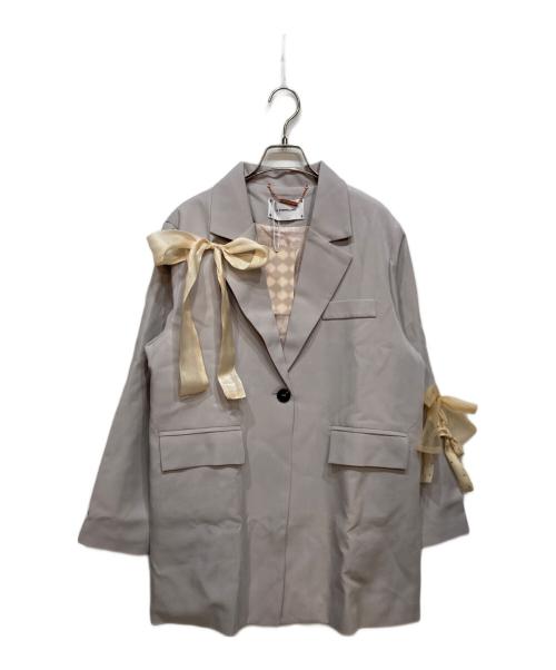 LA POMME（ラポミ）LA POMME (ラポミ) Luxe Bow Accent Jacket/リュクスリボンアクセントジャケット ブルー サイズ:M 未使用品の古着・服飾アイテム