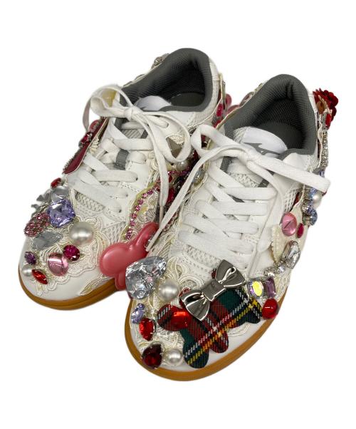 MIZUNO（ミズノ）MIZUNO (ミズノ) COMME des GARCONS GIRL (コムデギャルソンガール) ビジュースニーカー ホワイト サイズ:25cmの古着・服飾アイテム