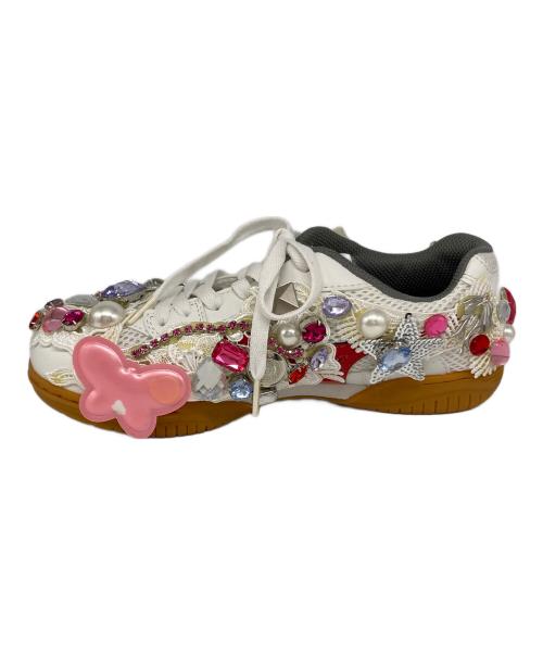 MIZUNO（ミズノ）MIZUNO (ミズノ) COMME des GARCONS GIRL (コムデギャルソンガール) ビジュースニーカー ホワイト サイズ:25cmの古着・服飾アイテム