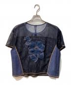HIROKO BISヒロコビス）の古着「クラフト刺繍メッシュプルオーバー」｜ネイビー