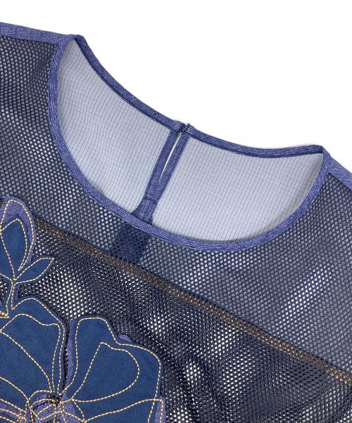 HIROKO BIS（ヒロコビス）HIROKO BIS (ヒロコビス) クラフト刺繍メッシュプルオーバー ネイビー サイズ:17AB 未使用品の古着・服飾アイテム