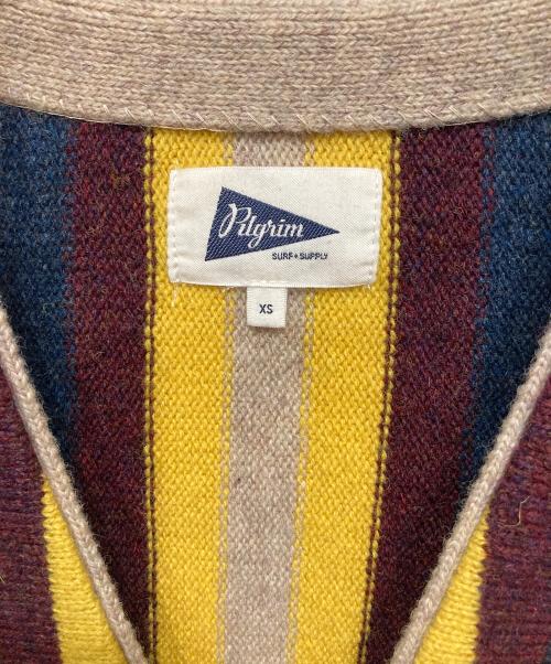 Pilgrim Surf+Supply（ピルグリム サーフサプライ）Pilgrim Surf+Supply (ピルグリム サーフサプライ) ニットカーディガン ベージュ×イエロー サイズ:XSの古着・服飾アイテム