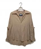 MAISON SPECIALメゾンスペシャル）の古着「Deep Front Neck Prime-Over Skipper Shirt/ディープフロントネックプライムオーバースキッパーシャツ」｜ベージュ
