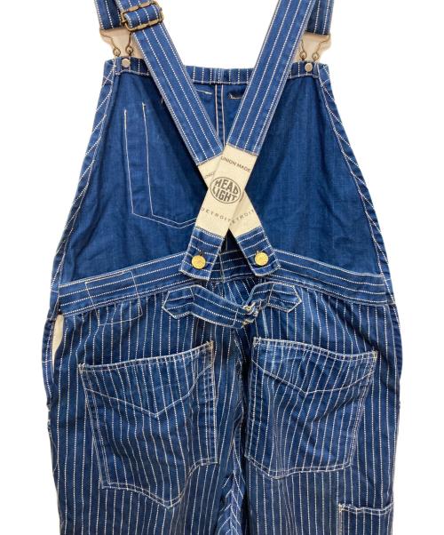 HEADLIGHT（ヘッドライト）HEADLIGHT (ヘッドライト) 9oz ウォバッシュストライプ ローバック オーバーオール インディゴ サイズ:30の古着・服飾アイテム