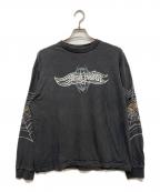HARLEY-DAVIDSONハーレーダビッドソン）の古着「90s カットソー スパイダーウェブ」｜グレー