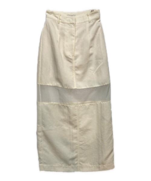 CLANE（クラネ）CLANE (クラネ) SHEER SWITCHING STRAIGHT SKIRT(シアースイッチングストレートスカート) アイボリーの古着・服飾アイテム