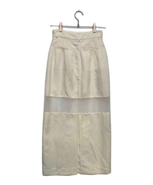 CLANE（クラネ）CLANE (クラネ) SHEER SWITCHING STRAIGHT SKIRT(シアースイッチングストレートスカート) アイボリーの古着・服飾アイテム