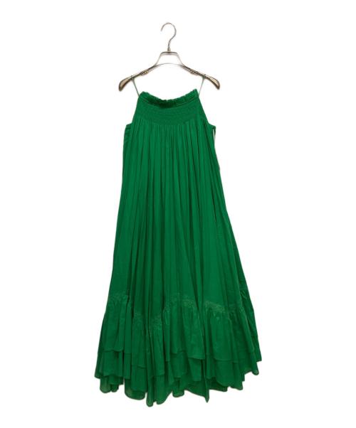 L'AUBE BLANC（ローブ ブラン）L'AUBE BLANC (ローブ ブラン) Smocking Lace Volume Dress グリーン サイズ:FREEの古着・服飾アイテム