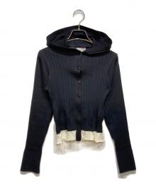 JOHN MANSON SMITH（ジョン メイソン スミス）の古着「16G RIB HOOD CARDIGAN」｜ブラック