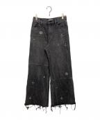 SLYスライ）の古着「STUDS SEAM DESIGN FLARE PT-E」｜ブラック