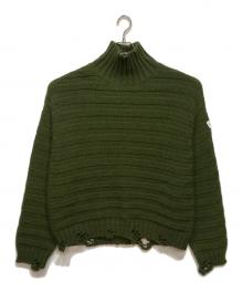 MM6 Maison Margiela（エムエムシックスメゾンマルジェラ）の古着「Damaged Turtleneck Knit」｜オリーブ