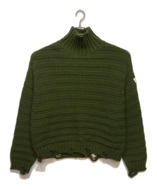 MM6 Maison Margiela（エムエムシックスメゾンマルジェラ）MM6 Maison Margiela (エムエムシックスメゾンマルジェラ) Damaged Turtleneck Knit オリーブ サイズ:Mの古着・服飾アイテム