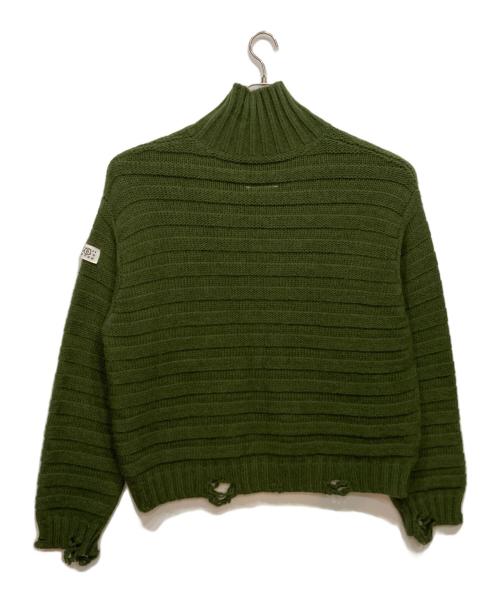 MM6 Maison Margiela（エムエムシックスメゾンマルジェラ）MM6 Maison Margiela (エムエムシックスメゾンマルジェラ) Damaged Turtleneck Knit オリーブ サイズ:Mの古着・服飾アイテム