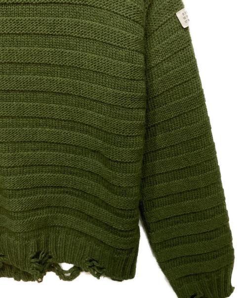 MM6 Maison Margiela（エムエムシックスメゾンマルジェラ）MM6 Maison Margiela (エムエムシックスメゾンマルジェラ) Damaged Turtleneck Knit オリーブ サイズ:Mの古着・服飾アイテム