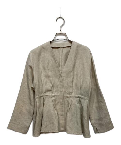 martinique（マルティニーク）martinique (マルティニーク) ソフトリネン タックジャケット ベージュ サイズ:FREEの古着・服飾アイテム