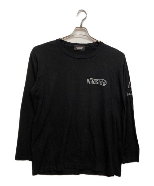 WILDSIDE YOHJI YAMAMOTO（ワイルドサイド ヨウジ ヤマモト）WILDSIDE YOHJI YAMAMOTO (ワイルドサイド ヨウジ ヤマモト) New Era (ニューエラ) Pink Dahlia Long Sleeve T-shirt ブラック サイズ:4の古着・服飾アイテム