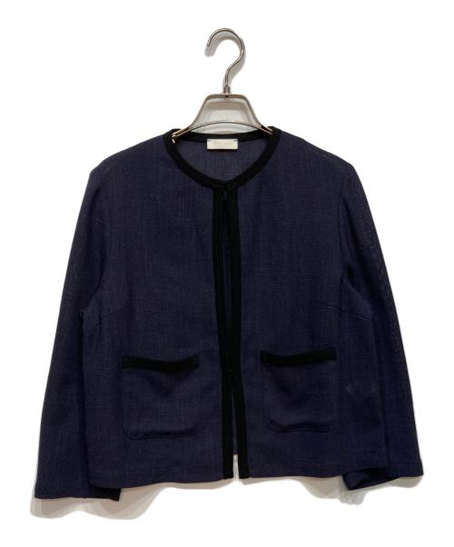 BALLSEY（ボールジィ）BALLSEY (ボールジィ) カラミ ノーカラージャケット ネイビー サイズ:36の古着・服飾アイテム