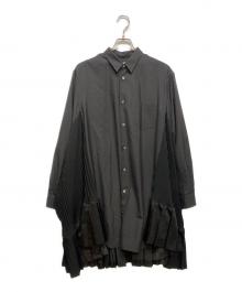 JUNYA WATANABE COMME des GARCONS（ジュンヤワタナベ コムデギャルソン）の古着「プリーツ切替シャツワンピース」｜ブラック