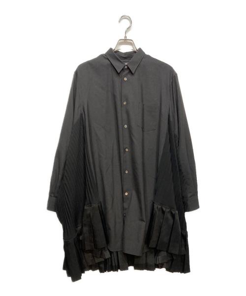 JUNYA WATANABE COMME des GARCONS（ジュンヤワタナベ コムデギャルソン）JUNYA WATANABE COMME des GARCONS ((ジュンヤワタナベ コムデギャルソン) プリーツ切替シャツワンピース ブラック サイズ:XSの古着・服飾アイテム