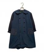 tricot COMME des GARCONSトリココムデギャルソン）の古着「丸襟切替ダブルブレストステンカラーコート」｜ブラック