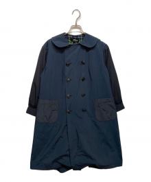 tricot COMME des GARCONS（トリココムデギャルソン）の古着「丸襟切替ダブルブレストステンカラーコート」｜ブラック