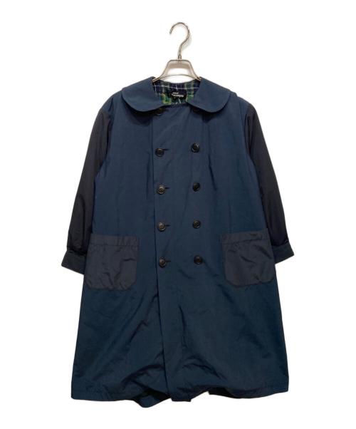 tricot COMME des GARCONS（トリココムデギャルソン）tricot COMME des GARCONS (トリココムデギャルソン) 丸襟切替ダブルブレストステンカラーコート ブラック サイズ:Sの古着・服飾アイテム