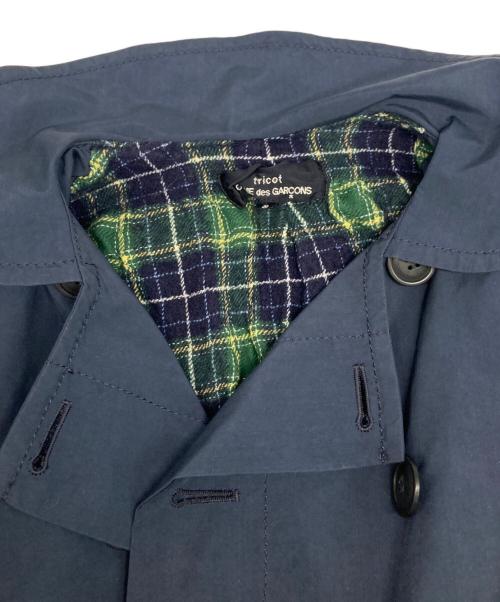 tricot COMME des GARCONS（トリココムデギャルソン）tricot COMME des GARCONS (トリココムデギャルソン) 丸襟切替ダブルブレストステンカラーコート ブラック サイズ:Sの古着・服飾アイテム