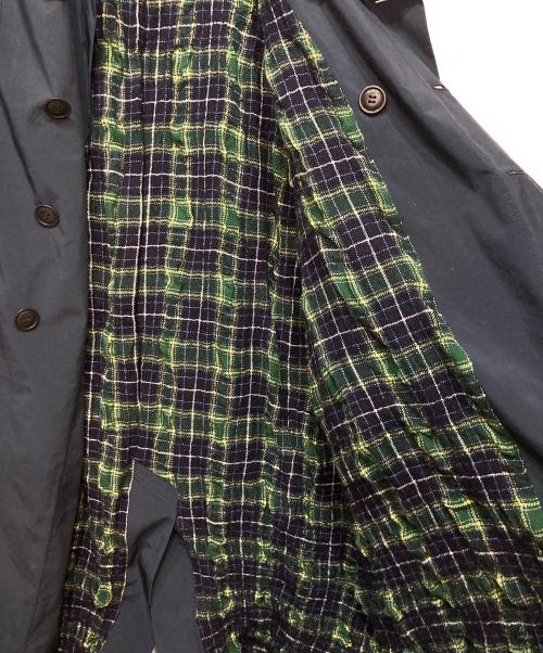 tricot COMME des GARCONS（トリココムデギャルソン）tricot COMME des GARCONS (トリココムデギャルソン) 丸襟切替ダブルブレストステンカラーコート ブラック サイズ:Sの古着・服飾アイテム