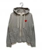 PLAY COMME des GARCONSプレイコムデギャルソン）の古着「ハートワッペンジップパーカー」｜グレー
