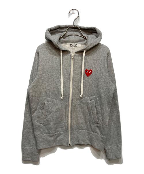 PLAY COMME des GARCONS（プレイコムデギャルソン）PLAY COMME des GARCONS (プレイコムデギャルソン) ハートワッペンジップパーカー グレー サイズ:Mの古着・服飾アイテム