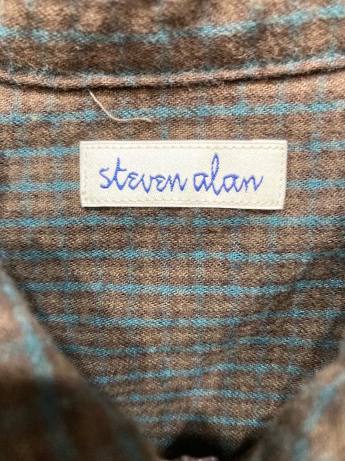 STEVEN ALAN（スティーブンアラン）STEVEN ALAN (スティーブンアラン) チェック ジップ プルオーバー シャツ LOOSE ブラウン サイズ:Sの古着・服飾アイテム