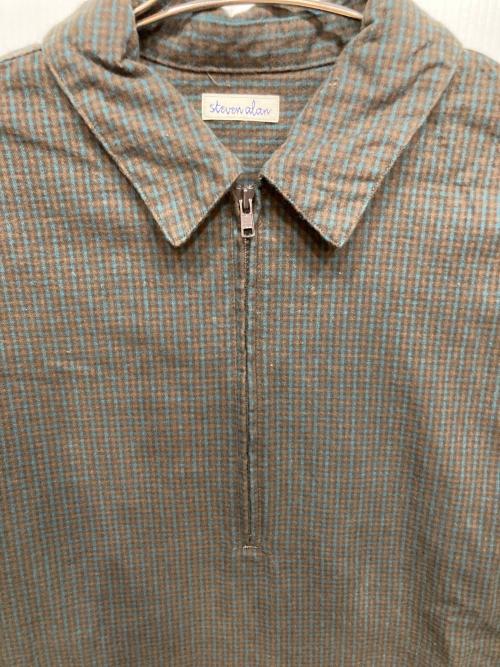 STEVEN ALAN（スティーブンアラン）STEVEN ALAN (スティーブンアラン) チェック ジップ プルオーバー シャツ LOOSE ブラウン サイズ:Sの古着・服飾アイテム