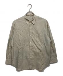 STEVEN ALAN（スティーブンアラン）の古着「60 コンパクト ストライプ レギュラーカラー シャツ LOOSE」｜ベージュ