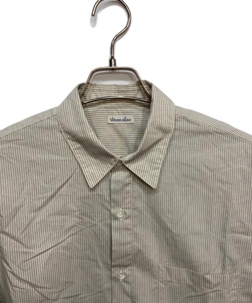 STEVEN ALAN（スティーブンアラン）STEVEN ALAN (スティーブンアラン) 60 コンパクト ストライプ レギュラーカラー シャツ LOOSE ベージュ サイズ:Sの古着・服飾アイテム