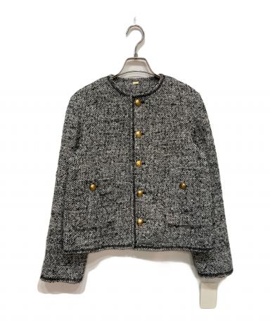 美品 24AW ミラオーウェン 金釦ノーカラーツイードジャケット 中古・古着通販】Mila Owen (ミラオーウェン) 金釦ノーカラーツイード