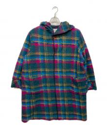MACPHEE×TOMORROW LAND（マカフィー×トゥモローランド）の古着「シルバーチェック フーデッドコート」｜ピンク×グリーン